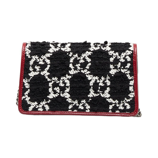 グッチ ディオニュソス チェーン ショルダーバッグ 476432 ブラック ホワイト ワインレッド ツイード レザー レディース GUCCI 【中古】