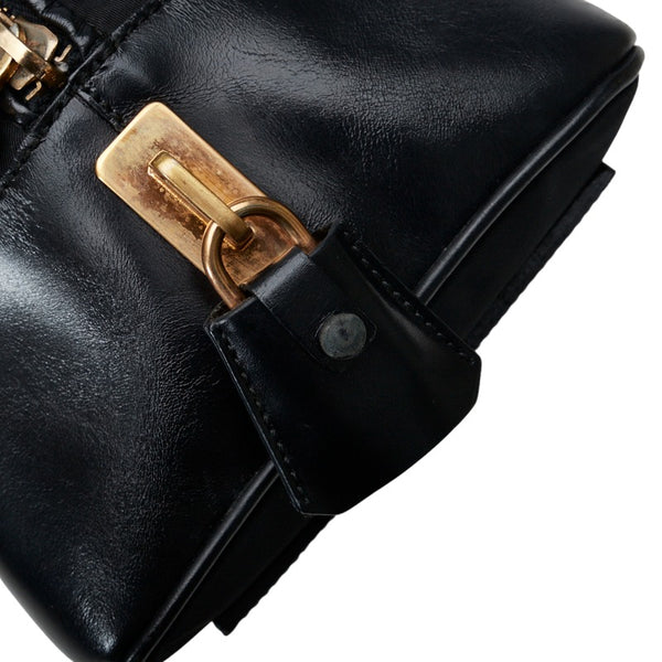 プラダ 三角ロゴプレート ゴールド金具 ハンドバッグ ブラック ナイロン レザー レディース PRADA 【中古】