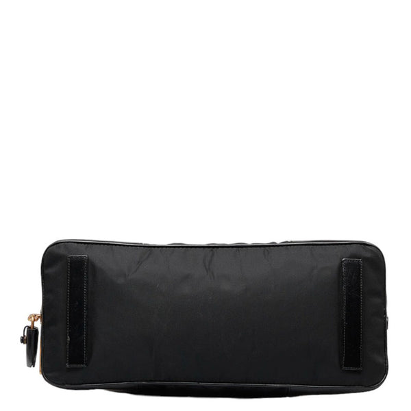 プラダ 三角ロゴプレート ゴールド金具 ハンドバッグ ブラック ナイロン レザー レディース PRADA 【中古】