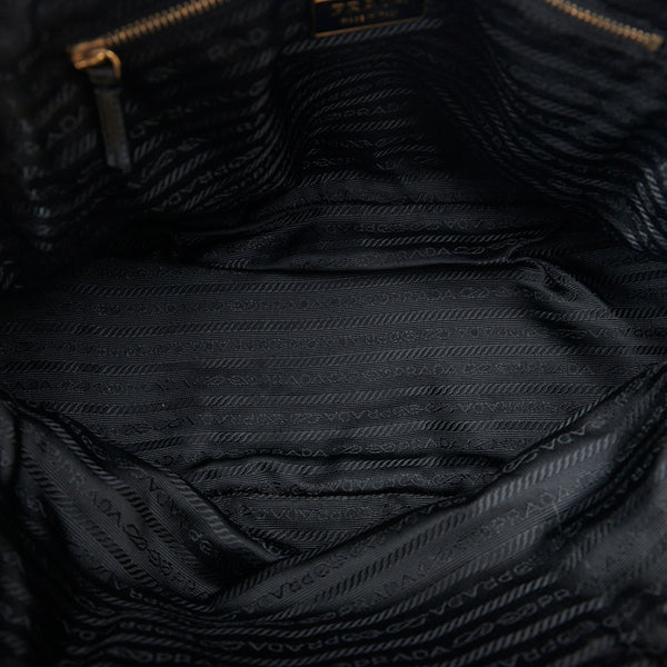 プラダ 三角ロゴプレート ゴールド金具 ハンドバッグ ブラック ナイロン レザー レディース PRADA 【中古】