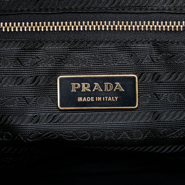 プラダ 三角ロゴプレート ゴールド金具 ハンドバッグ ブラック ナイロン レザー レディース PRADA 【中古】