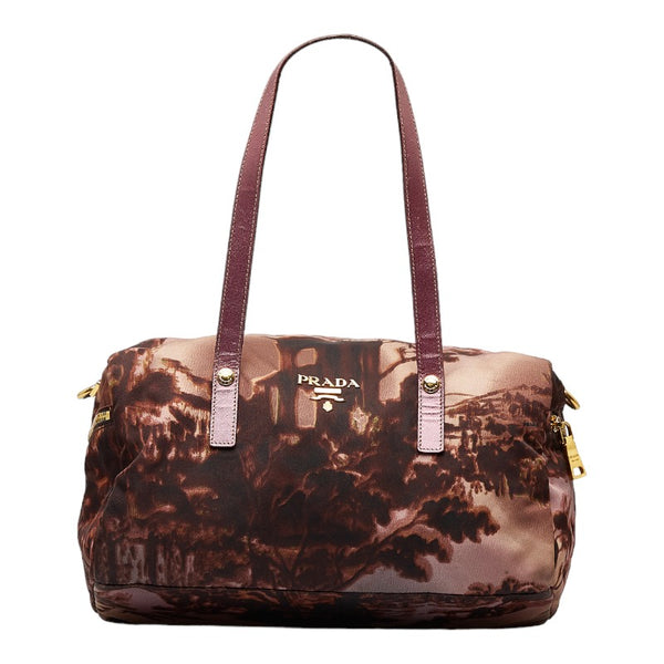 プラダ ハンドバッグ ミニボストンバッグ BL0567 ピンク マルチカラー ナイロン レザー レディース PRADA 【中古】