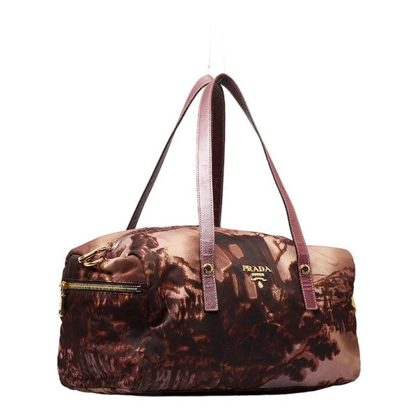 プラダ ハンドバッグ ミニボストンバッグ BL0567 ピンク マルチカラー ナイロン レザー レディース PRADA 【中古】
