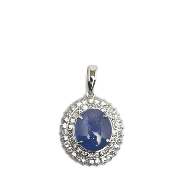 Pt900 プラチナ スターサファイア6.24ct ダイヤ0.79ct ペンダントトップ レディース 【中古】