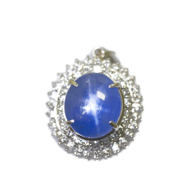 Pt900 プラチナ スターサファイア6.24ct ダイヤ0.79ct ペンダントトップ レディース 【中古】