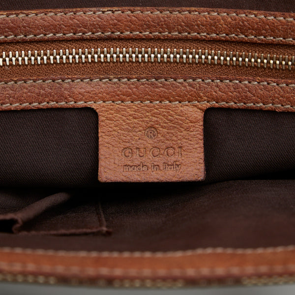 グッチ GGキャンバス ハンドバッグ 120895 ベージュ ブラウン キャンバス レザー レディース GUCCI 【中古】