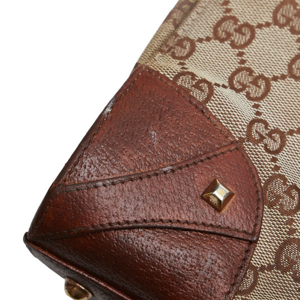 グッチ GGキャンバス ハンドバッグ 120895 ベージュ ブラウン キャンバス レザー レディース GUCCI 【中古】