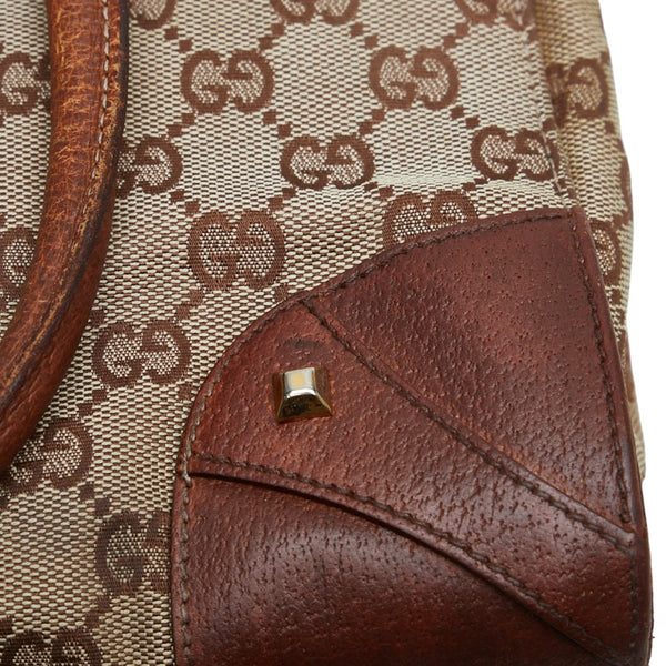 グッチ GGキャンバス ハンドバッグ 120895 ベージュ ブラウン キャンバス レザー レディース GUCCI 【中古】