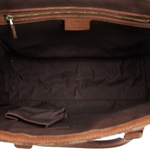 グッチ GGキャンバス ハンドバッグ 120895 ベージュ ブラウン キャンバス レザー レディース GUCCI 【中古】