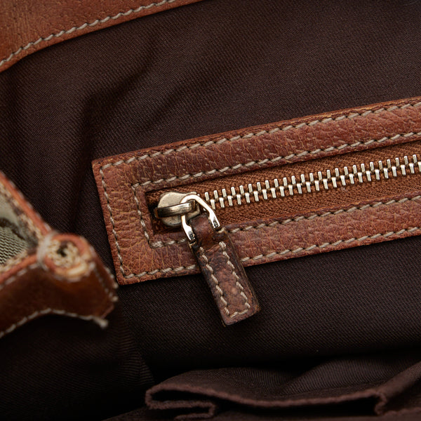 グッチ GGキャンバス ハンドバッグ 120895 ベージュ ブラウン キャンバス レザー レディース GUCCI 【中古】