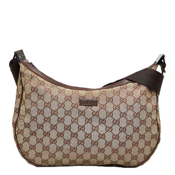 グッチ GGキャンバス 斜め掛け ショルダーバッグ 122790 ベージュ キャンバス レザー レディース GUCCI 【中古】