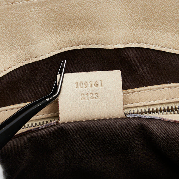 グッチ GGキャンバス トートバッグ ショルダーバッグ 109141 ベージュ ホワイト キャンバス レザー レディース GUCCI 【中古】