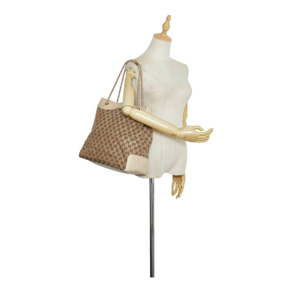 グッチ GGキャンバス トートバッグ ショルダーバッグ 109141 ベージュ ホワイト キャンバス レザー レディース GUCCI 【中古】