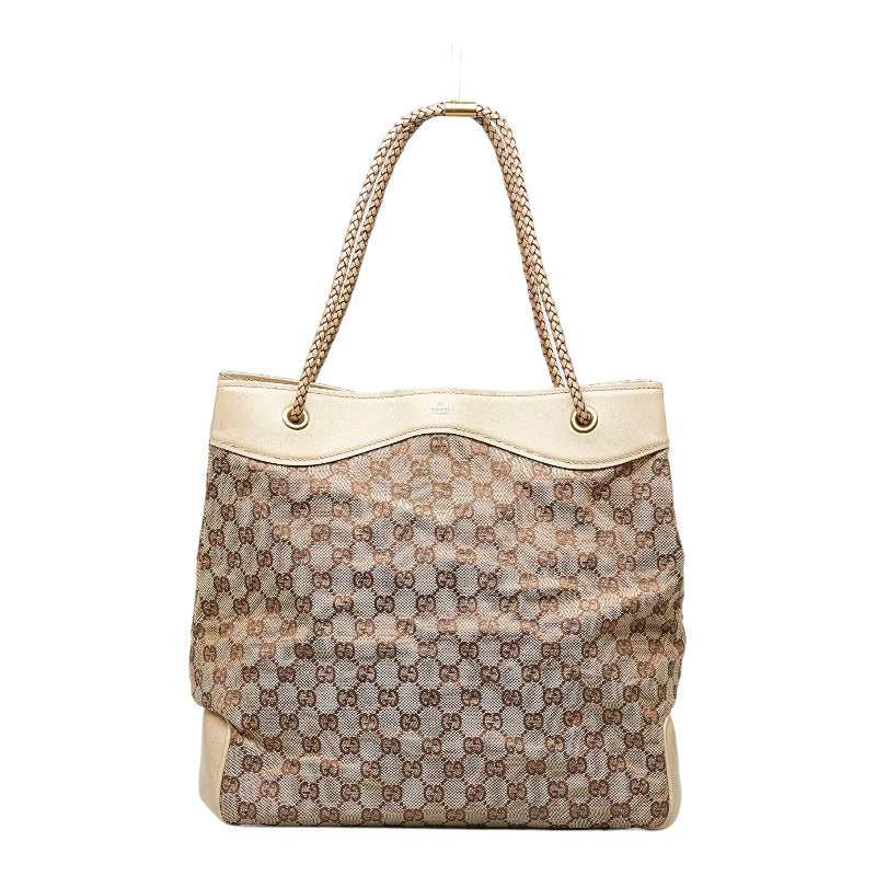 グッチ GGキャンバス トートバッグ ショルダーバッグ 109141 ベージュ ホワイト キャンバス レザー レディース GUCCI 【中古】