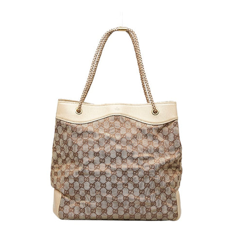 グッチ GGキャンバス トートバッグ ショルダーバッグ 109141 ベージュ ホワイト キャンバス レザー レディース GUCCI 【中古】