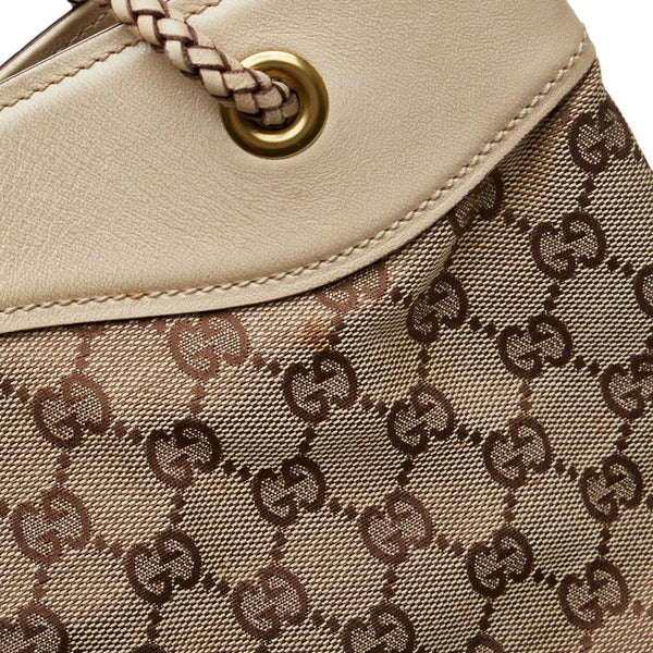グッチ GGキャンバス トートバッグ ショルダーバッグ 109141 ベージュ ホワイト キャンバス レザー レディース GUCCI 【中古】