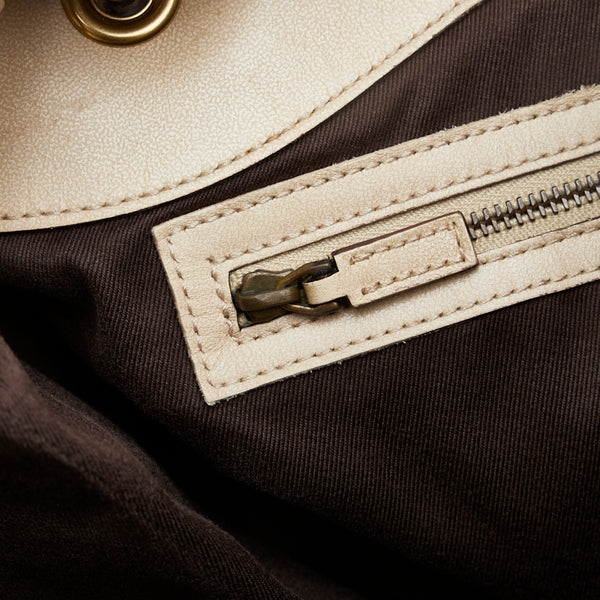 グッチ GGキャンバス トートバッグ ショルダーバッグ 109141 ベージュ ホワイト キャンバス レザー レディース GUCCI 【中古】