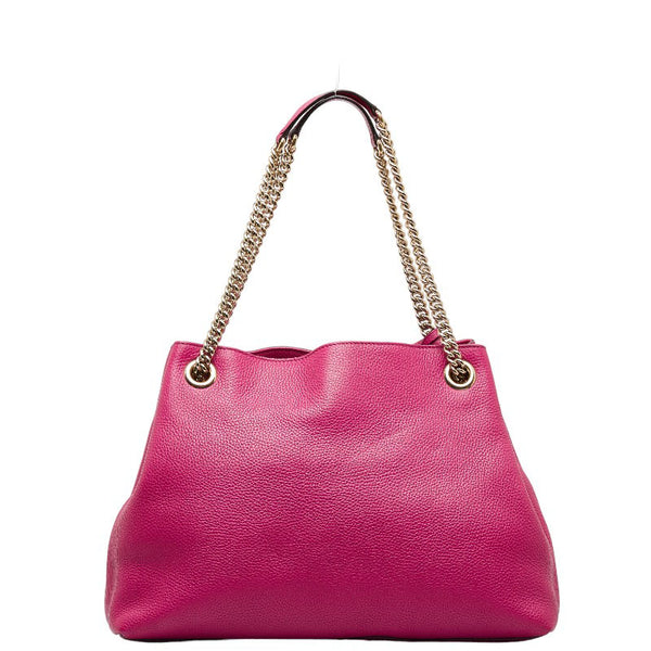 グッチ インターロッキングG ソーホー タッセルフリンジ チェーン ショルダーバッグ 308982 パープル レザー レディース GUCCI 【中古】