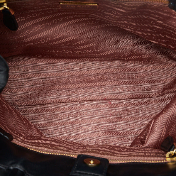 プラダ ナッパ フィオッコ リボン ゴールド金具 ハンドバッグ ショルダーバッグ 2WAY BN1604 ブラック ナイロン レディース PRADA 【中古】