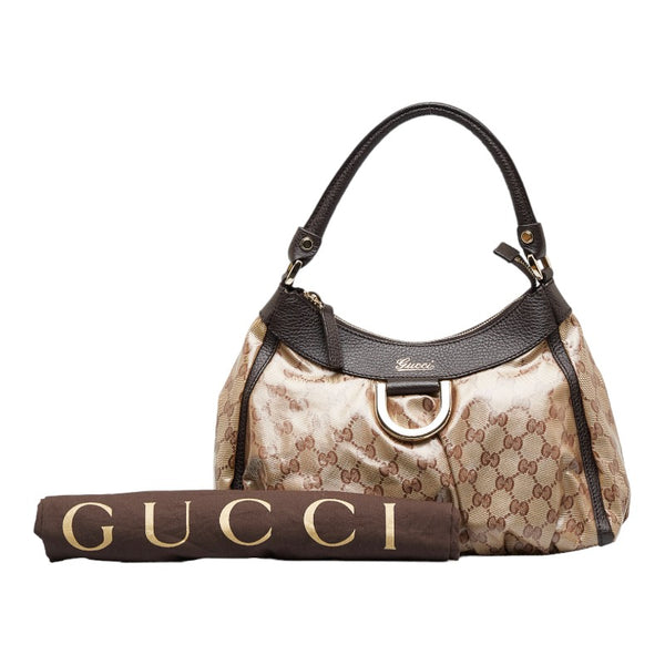 グッチ ＧＧクリスタル アビー ワンショルダーバッグ 265692 ベージュ ブラウン PVC レザー レディース GUCCI 【中古】