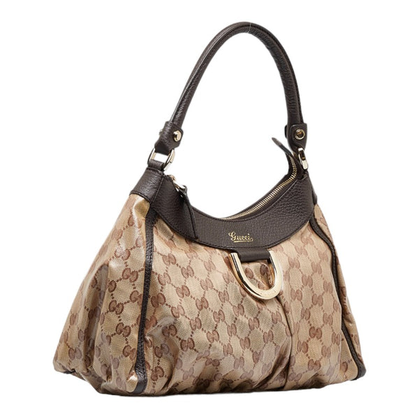 グッチ ＧＧクリスタル アビー ワンショルダーバッグ 265692 ベージュ ブラウン PVC レザー レディース GUCCI 【中古】