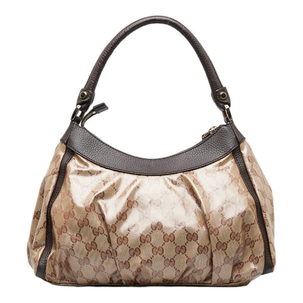 グッチ ＧＧクリスタル アビー ワンショルダーバッグ 265692 ベージュ ブラウン PVC レザー レディース GUCCI 【中古】