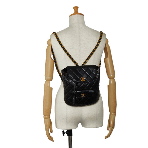 シャネル マトラッセ リュックサック バックパック ブラック ゴールド ラムスキン レディース CHANEL 【中古】