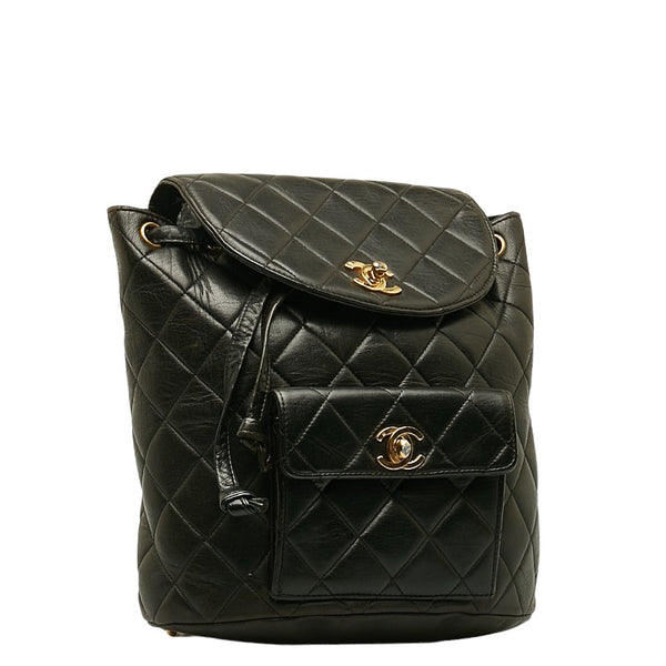 シャネル マトラッセ リュックサック バックパック ブラック ゴールド ラムスキン レディース CHANEL 【中古】