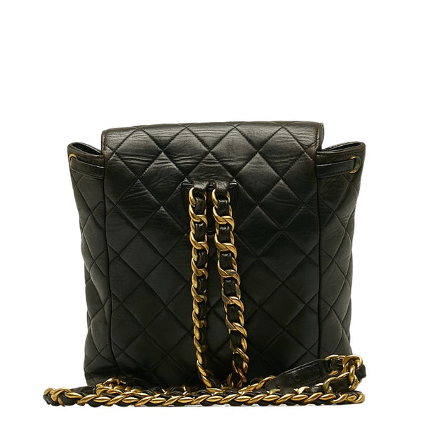 シャネル マトラッセ リュックサック バックパック ブラック ゴールド ラムスキン レディース CHANEL 【中古】