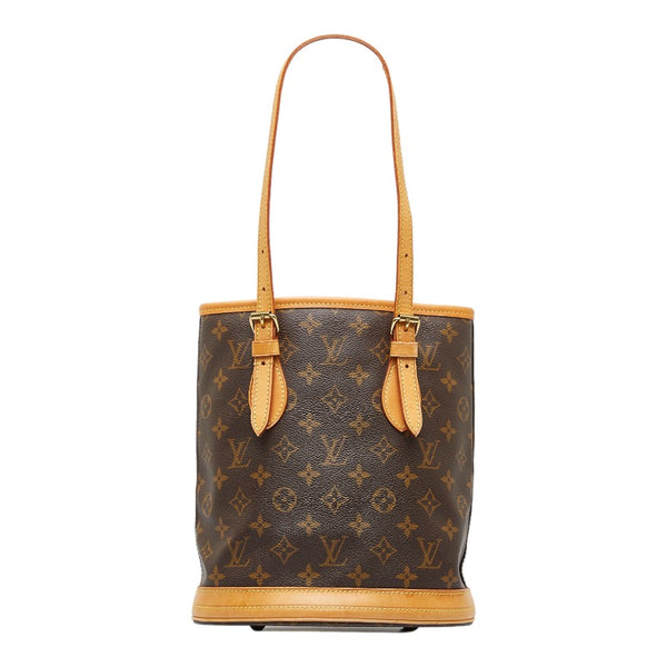 ルイ ヴィトン モノグラム プチ バケットPM トートバッグ ショルダーバッグ M42238 ブラウン PVC レザー レディース LOUIS VUITTON 【中古】