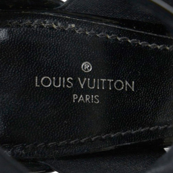 ルイ ヴィトン ミュール サンダル ブラック パテントレザー ナイロン レディース LOUIS VUITTON 【中古】