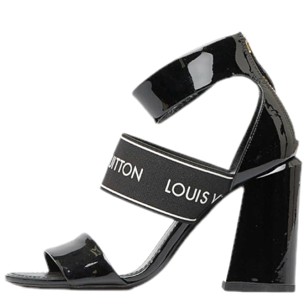 ルイ ヴィトン ミュール サンダル ブラック パテントレザー ナイロン レディース LOUIS VUITTON 【中古】