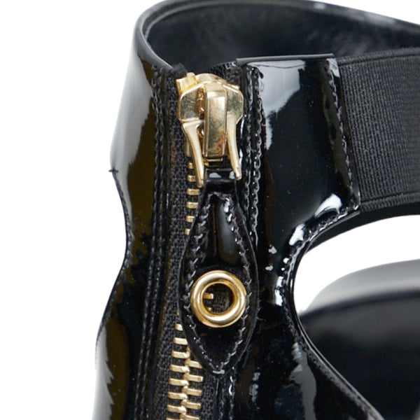 ルイ ヴィトン ミュール サンダル ブラック パテントレザー ナイロン レディース LOUIS VUITTON 【中古】