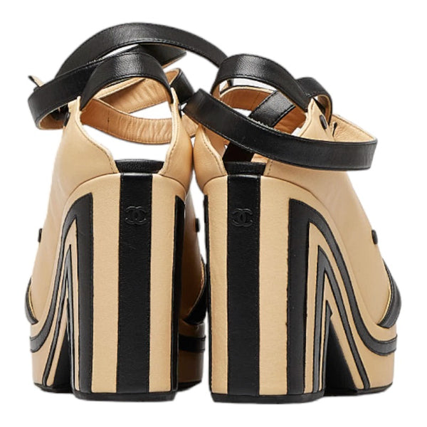 シャネル ココマーク パンプス ブラック ベージュ レザー レディース CHANEL 【中古】