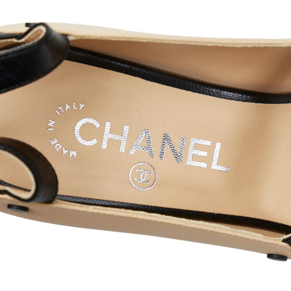 シャネル ココマーク パンプス ブラック ベージュ レザー レディース CHANEL 【中古】