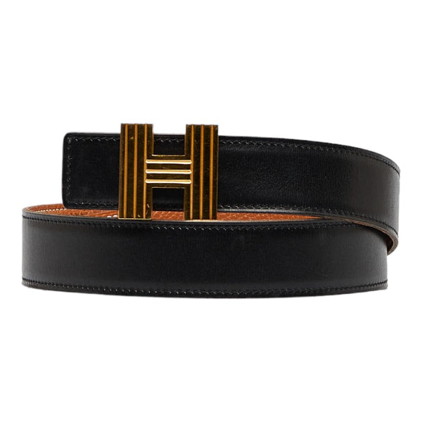 エルメス コンスタンス H リバーシブル ベルト ブラック  ブラウン ゴールド レザー レディース HERMES 【中古】