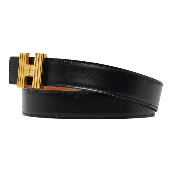 エルメス コンスタンス H リバーシブル ベルト ブラック  ブラウン ゴールド レザー レディース HERMES 【中古】