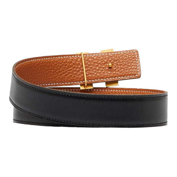 エルメス コンスタンス H リバーシブル ベルト ブラック  ブラウン ゴールド レザー レディース HERMES 【中古】