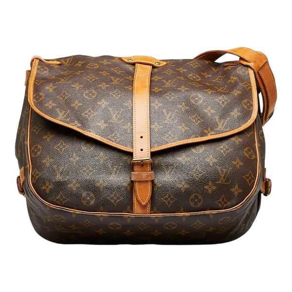ルイ ヴィトン モノグラム ソミュール43 斜め掛け ショルダーバッグ M42252 ブラウン PVC レザー レディース LOUIS VUITTON 【中古】