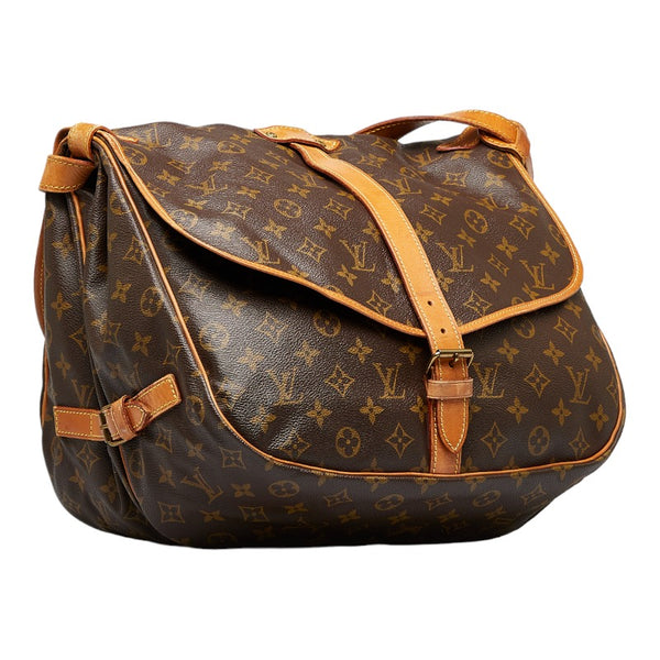ルイ ヴィトン モノグラム ソミュール43 斜め掛け ショルダーバッグ M42252 ブラウン PVC レザー レディース LOUIS VUITTON 【中古】