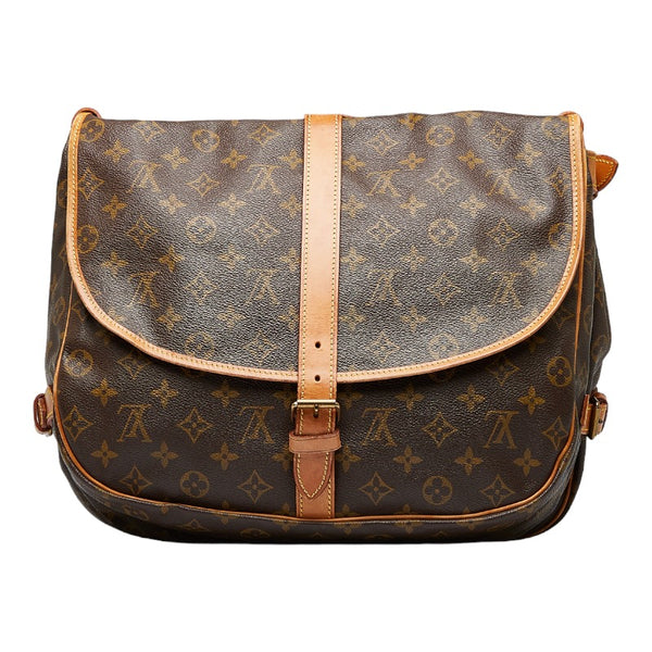 ルイ ヴィトン モノグラム ソミュール43 斜め掛け ショルダーバッグ M42252 ブラウン PVC レザー レディース LOUIS VUITTON 【中古】