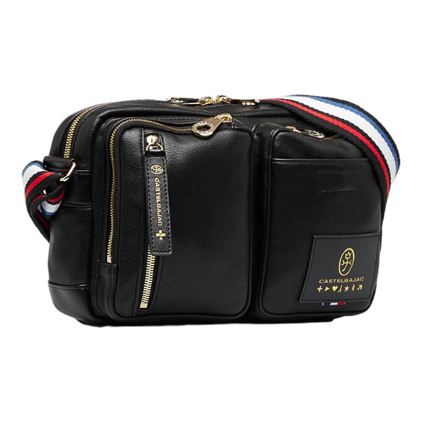 カステルバジャック 斜め掛け ショルダーバッグ ブラック レザー レディース JC de CASTELBAJAC 【中古】