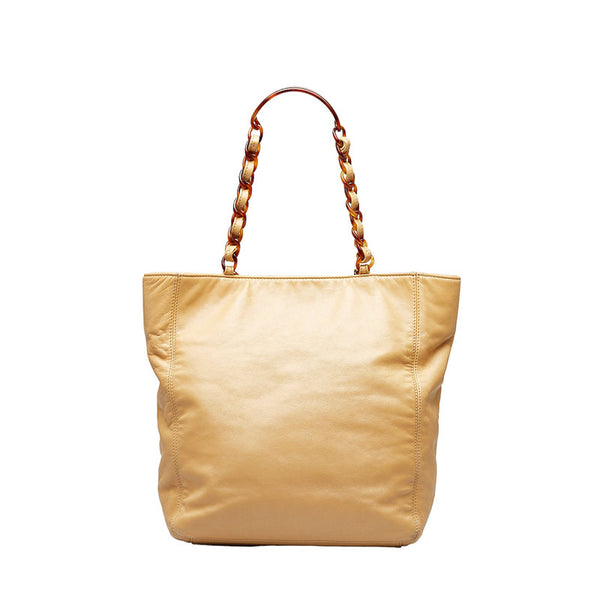 シャネル ココマーク プラチェーン トートバッグ ショルダーバッグ ベージュ ラムスキン レディース CHANEL 【中古】