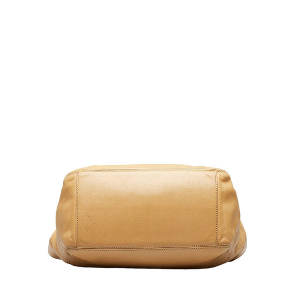 シャネル ココマーク プラチェーン トートバッグ ショルダーバッグ ベージュ ラムスキン レディース CHANEL 【中古】