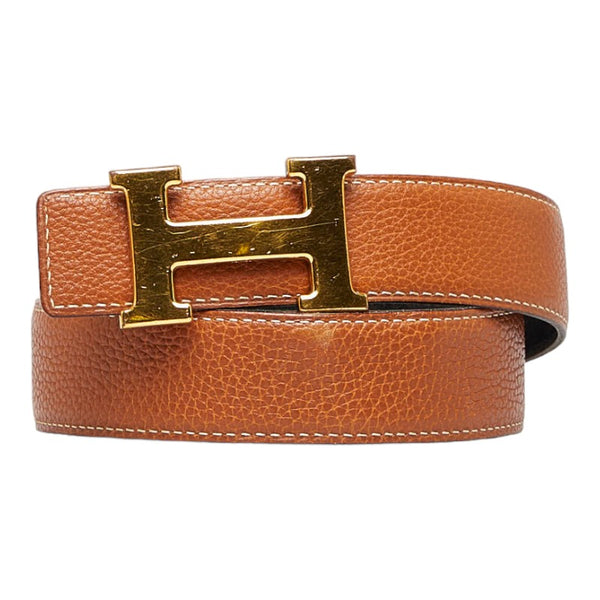 エルメス コンスタンス H リバーシブル ベルト ブラウン ブラック ゴールド レザー レディース HERMES 【中古】