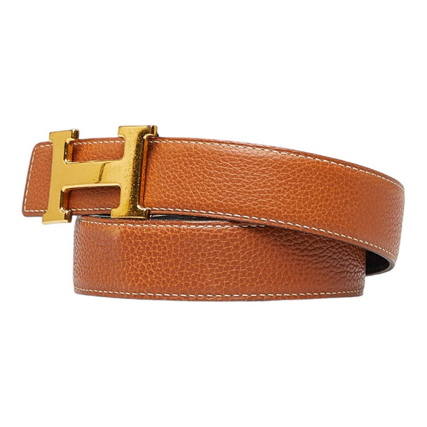 エルメス コンスタンス H リバーシブル ベルト ブラウン ブラック ゴールド レザー レディース HERMES 【中古】