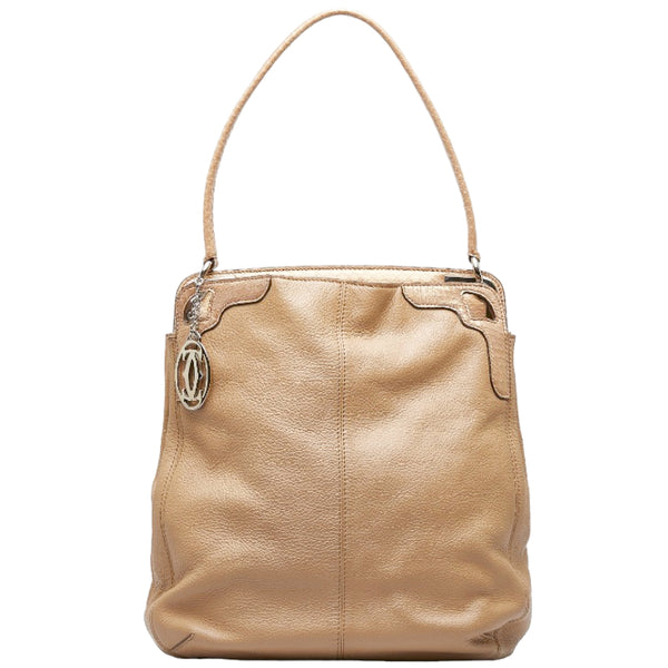 カルティエ マルチェロ ワンショルダーバッグ ハンドバッグ ベージュ レザー レディース CARTIER 【中古】