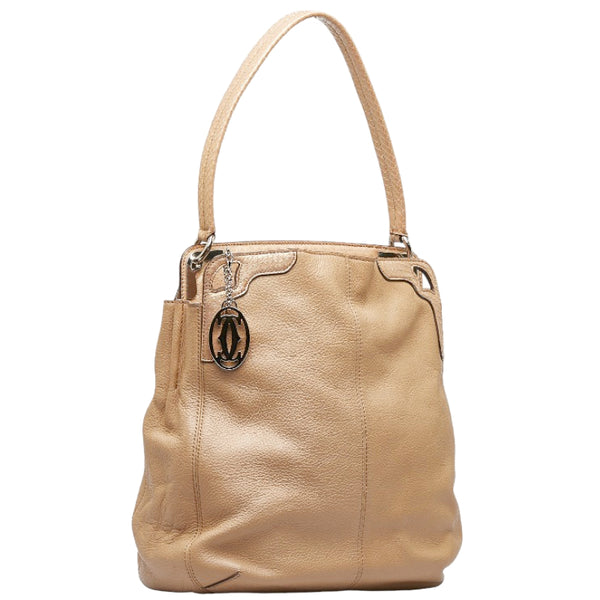 カルティエ マルチェロ ワンショルダーバッグ ハンドバッグ ベージュ レザー レディース CARTIER 【中古】