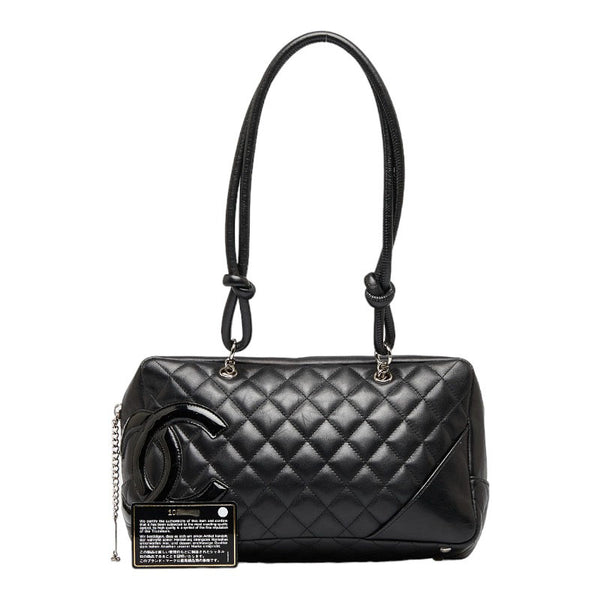 シャネル カンボン ハンドバッグ ショルダーバッグ ブラック レザー レディース CHANEL 【中古】