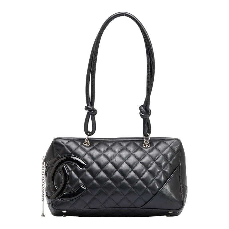 シャネル カンボン ハンドバッグ ショルダーバッグ ブラック レザー レディース CHANEL 【中古】